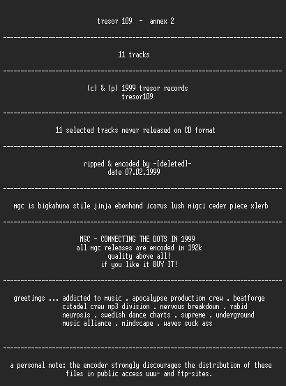 NFO file for Tresor_109_-_Annex_2_(1999)-MGC